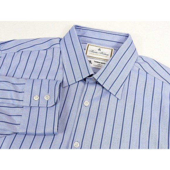 Brooks Brothers Luxury Dress Shirt Thomasb Mason Mens 16 36 Blue Stripe  Medium
